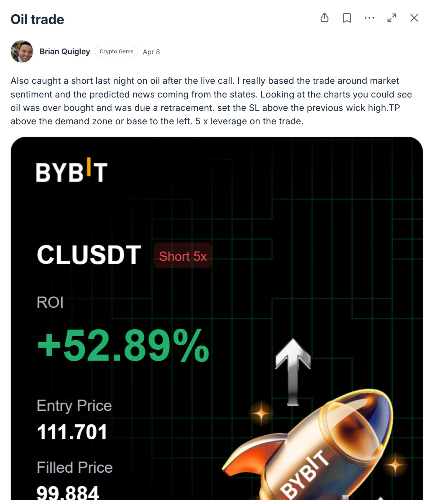 Brian — oil short after the live call